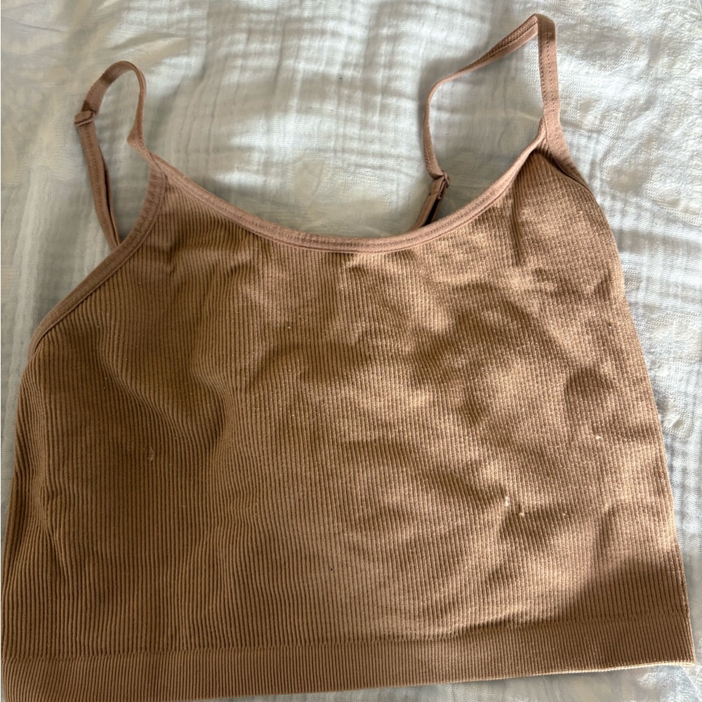 Bozzolo Beige Ribbed Tank Top